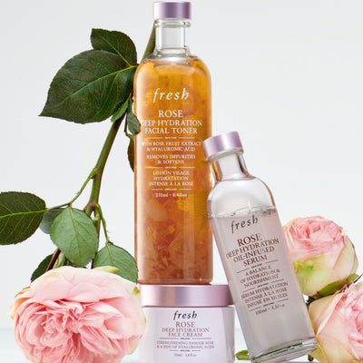 Fresh Rose Deep Hydration Skincare Gift Set 3piece With Oil Infused Serum